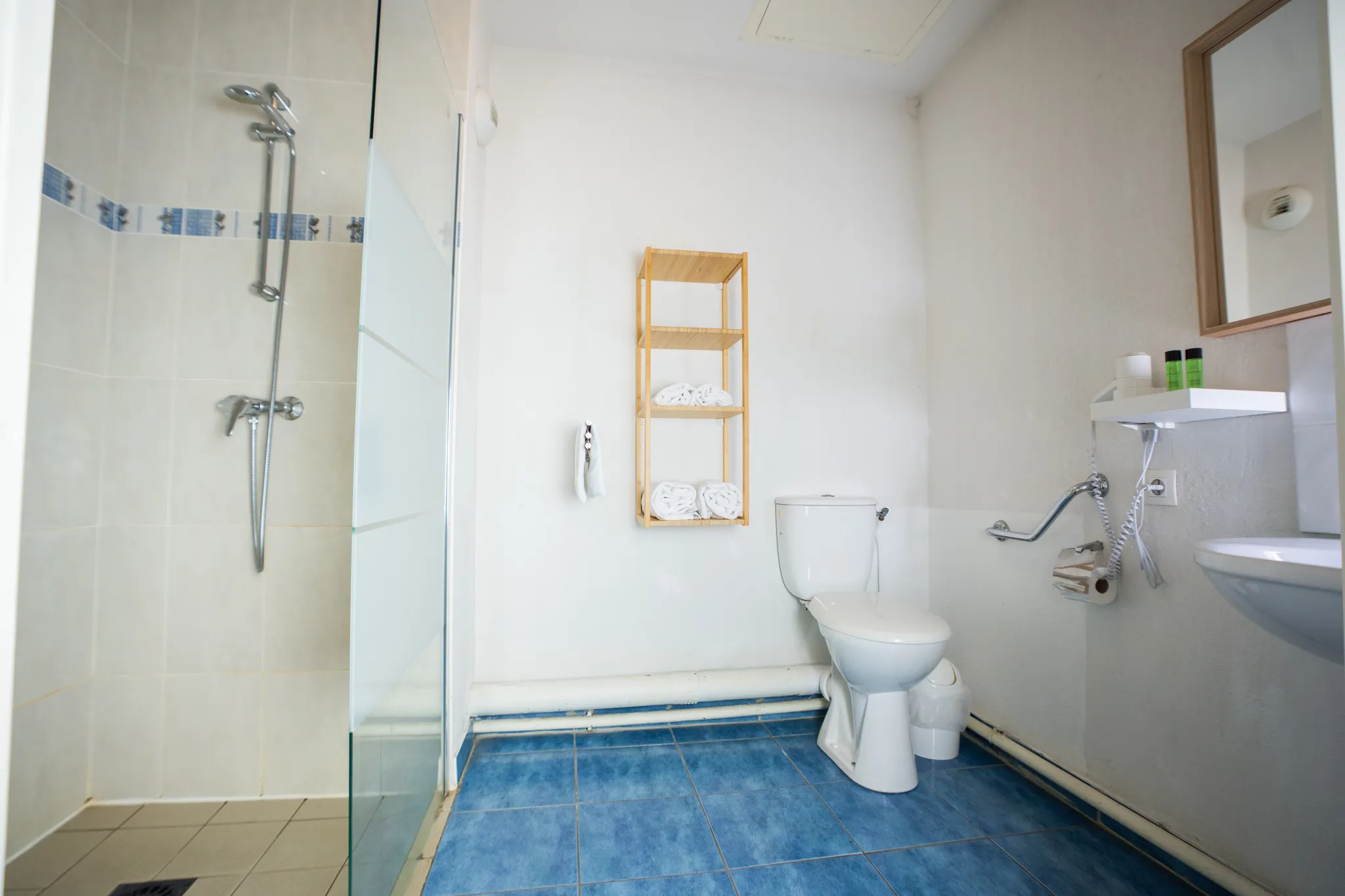 Salle de bain avec douche adaptée PMR